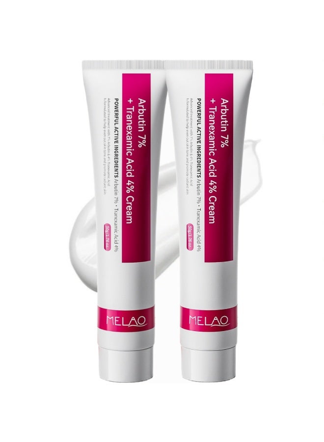 MELAO 2-PACKS 7% Arbutin + 4% Tranexamic Acid Dark Spot Cream | Reduces Pigmentation, Inhibits Melanin Production, and Brightens Skin Tone 50g*2 - Image 1
